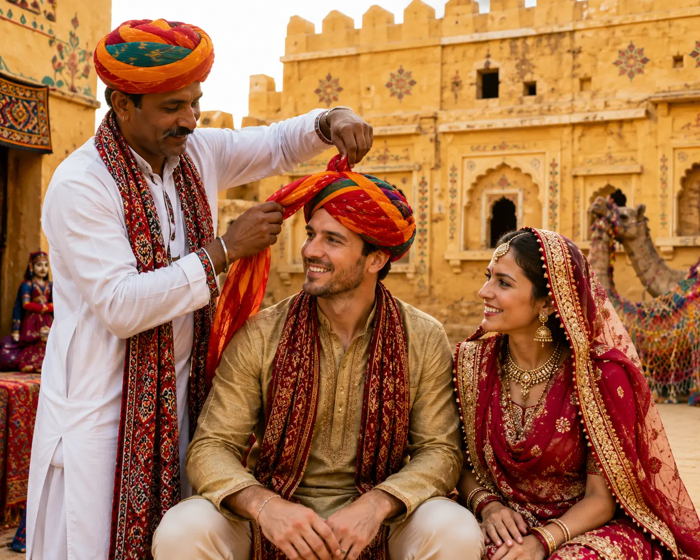 Traditional Rajasthani turban tying experience