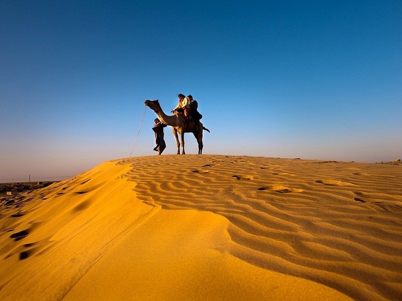 Camel ride and sunset at Sam sand dunes