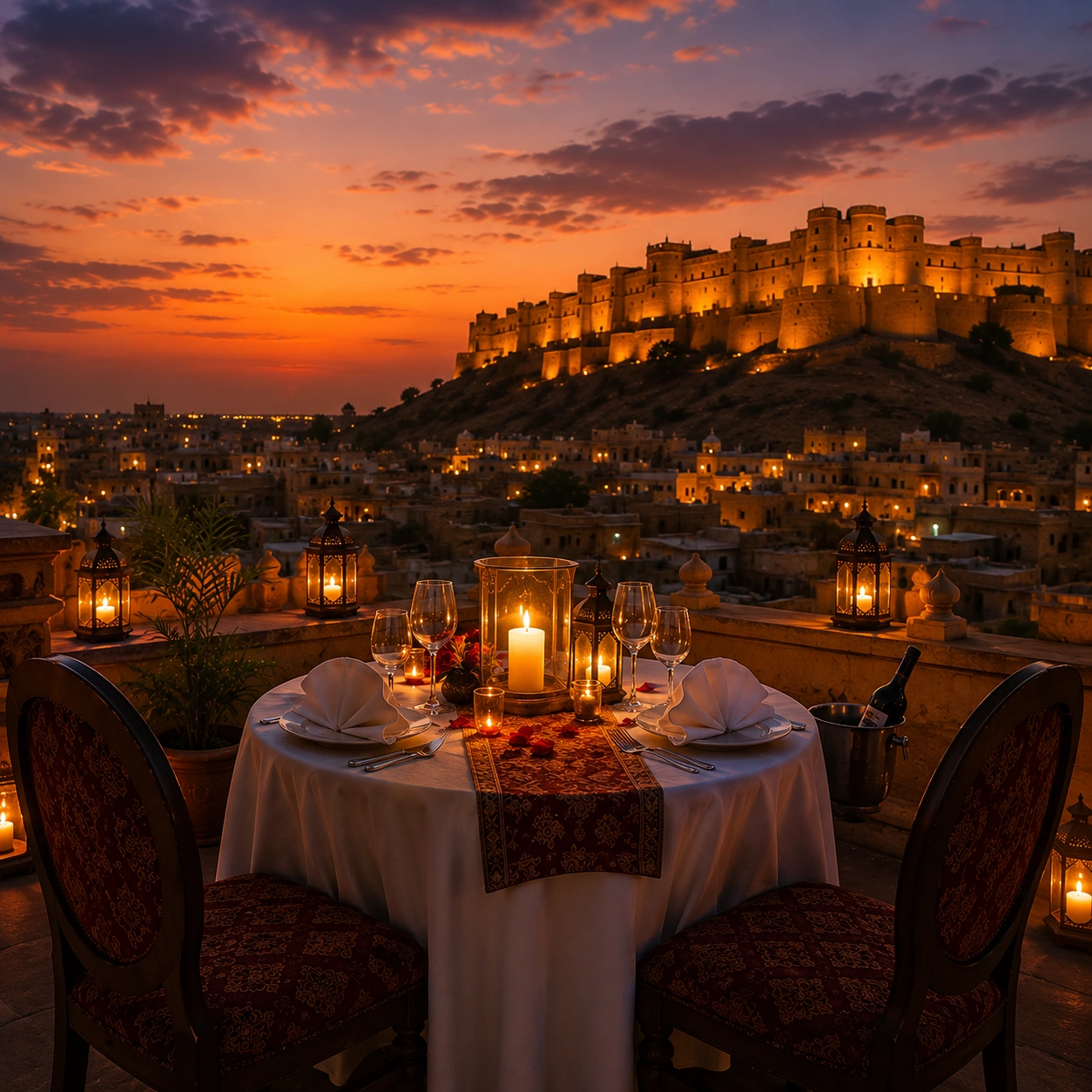 Candle light dinner in the desert