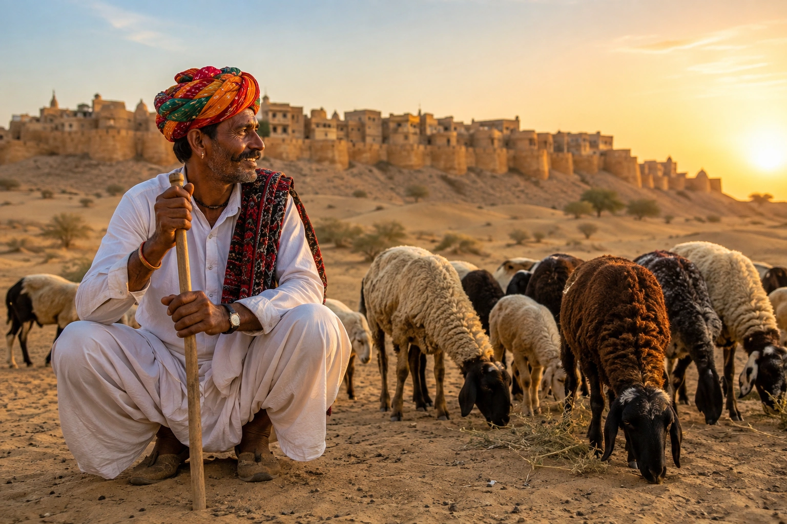 Camel ride in the remote Thar Desert